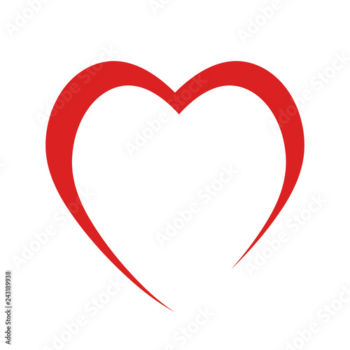 Red heart like love symbol on white, stock vector illustration icon