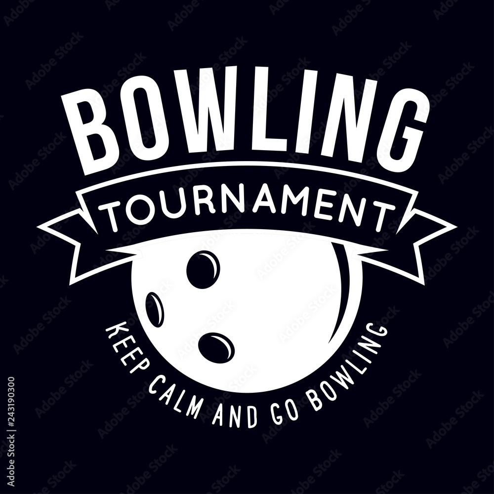 Fototapeta premium Vector vintage monochrome style bowling logo, icon, symbol. Bowling ball and bowling pins illustration. Trendy design elements.