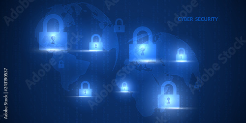 Future cyber technology web services for business and internet project. Cyber security and information or network protection.Vector illustration