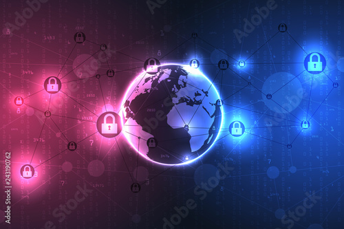 Future cyber technology web services for business and internet project. Cyber security and information or network protection.Vector illustration