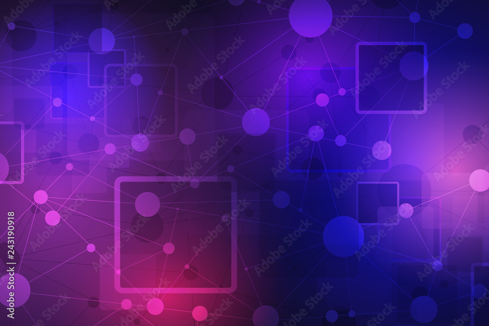 Technology concept. Future cyber technology web services for business and internet project. Geometric abstract background with line and dots. Vector Illustration