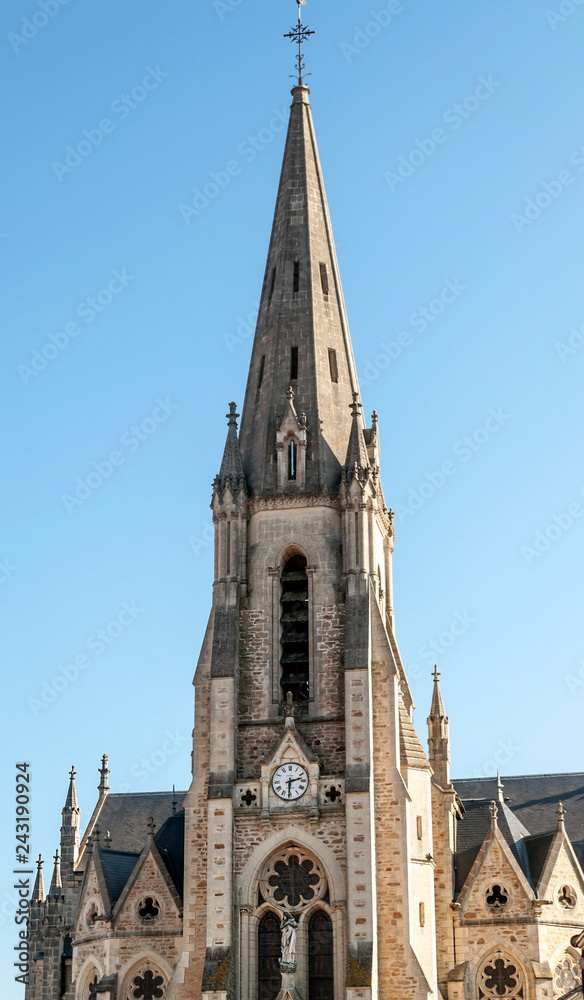 Gothic church in Aquitaine in France on a cloudy day Gothic church in Aquitaine in France on a cloudy day