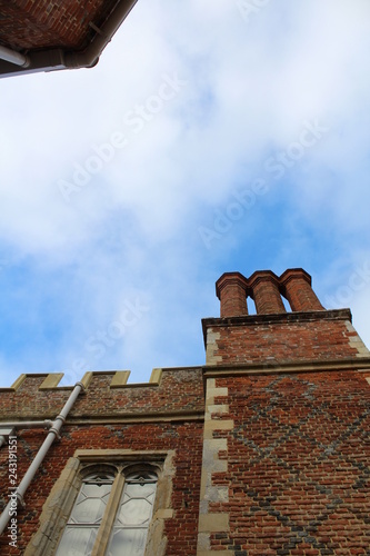 tudor house chimney on roof