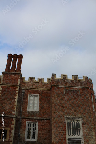 Tudor house window and chimney