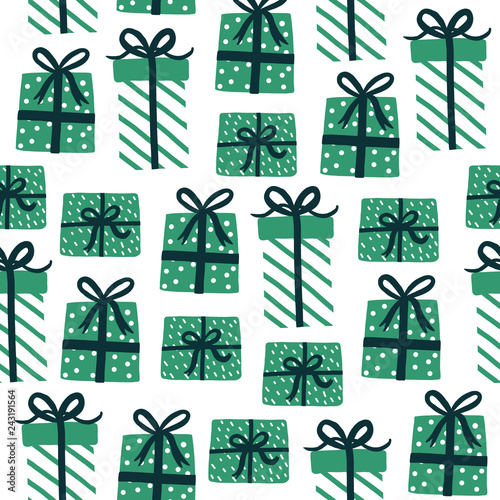 Winter Wonderland Christmas Presents Seamless Pattern