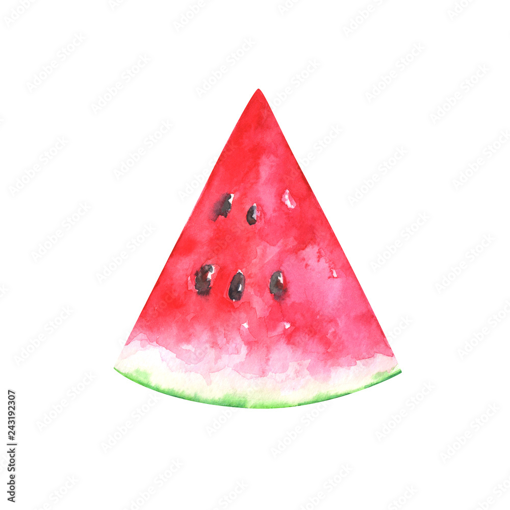 Hand painted watercolor slice of watermelon isolated on white background. Fruits illustration Hand painted watercolor slice of watermelon isolated on white background. Fruits illustration