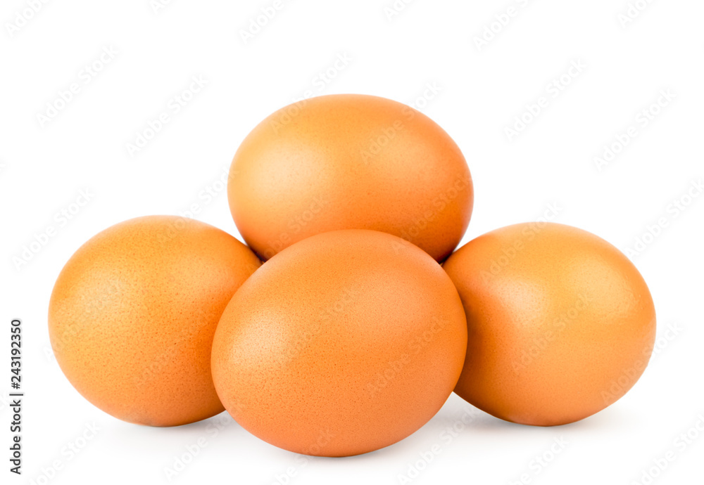 Bunch of chicken eggs close up on a white. Isolated. Bunch of chicken eggs close up on a white. Isolated.