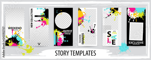 Trendy editable template for social networks stories, vector illustration.