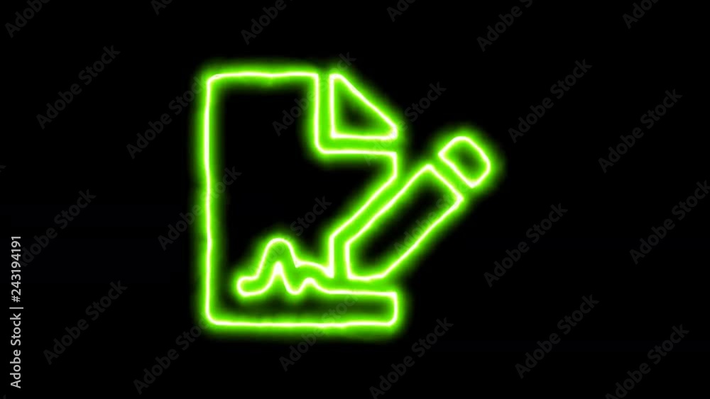 The appearance of the green neon symbol file signature. Flicker, In - Out. Alpha channel Premultiplied - Matted with color black The appearance of the green neon symbol file signature. Flicker, In - Out. Alpha channel Premultiplied - Matted with color black