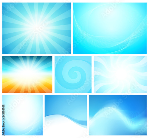 Set of Abstract Background blue color - Shiny vector illustrations with modern style different style