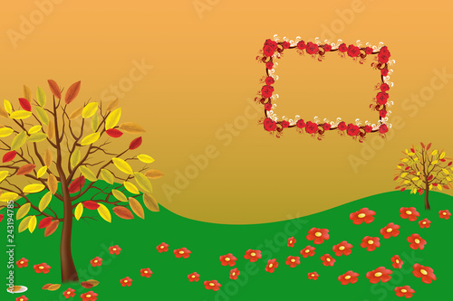 frame with flowers and butterflies