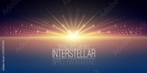 Vector interstellar space background.Cosmic galaxy illustration.Background with nebula, stardust and bright shining stars.Vector Illustration for party ,artwork, brochures, posters.