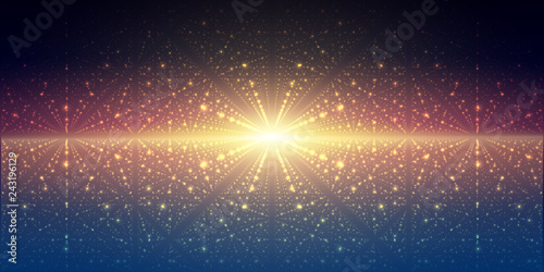 Vector interstellar space background.Cosmic galaxy illustration.Background with nebula, stardust and bright shining stars.Vector Illustration for party ,artwork, brochures, posters.