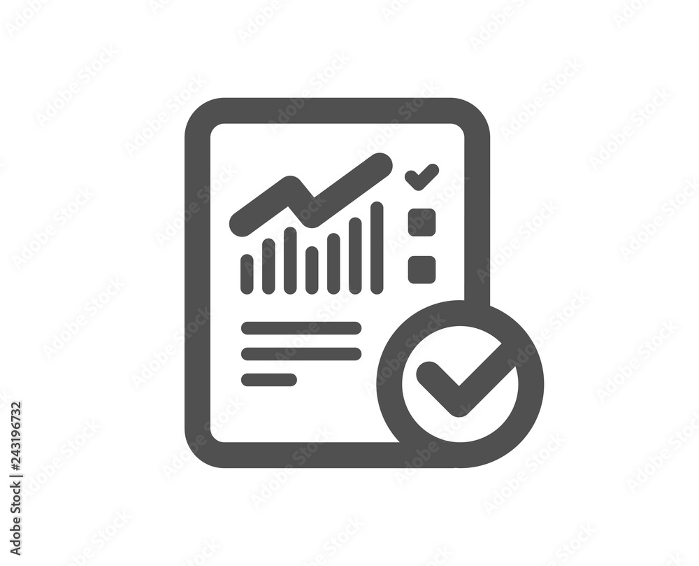 Checklist document icon. Analysis Chart or Sales growth report sign. Statistics data symbol. Quality design element. Classic style icon. Vector Checklist document icon. Analysis Chart or Sales growth report sign. Statistics data symbol. Quality design element. Classic style icon. Vector