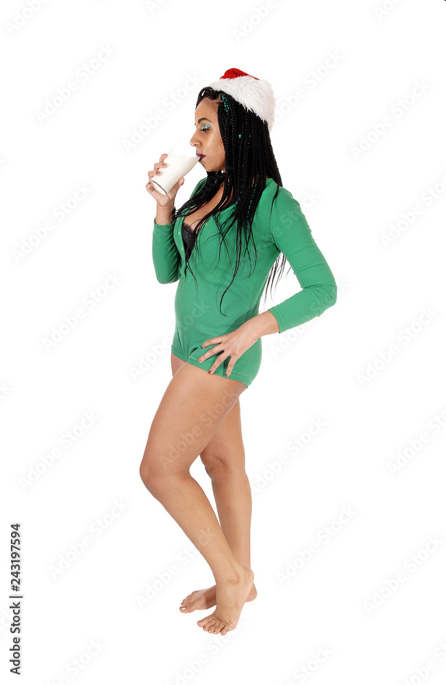 Woman drinking cold milk before going to bed Woman drinking cold milk before going to bed