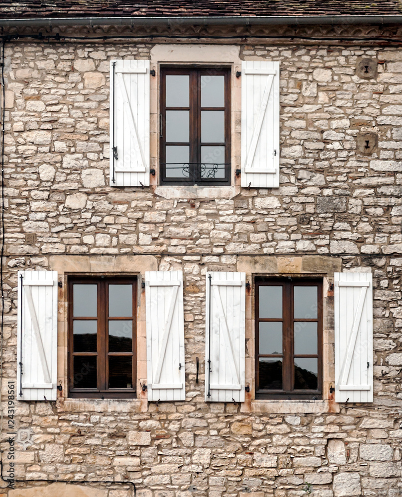 Old stone facades with windows