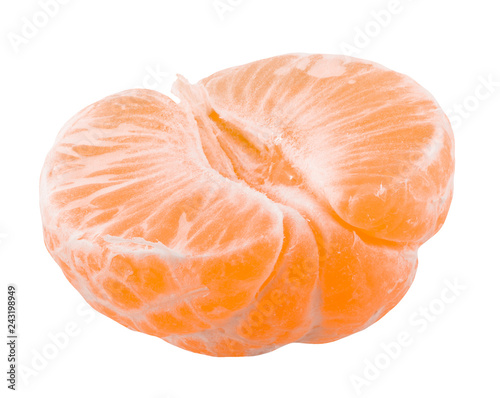 tangerine without peel isolated on a white background