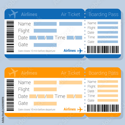 Flat desipn  airticket vector template.