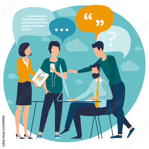 people with  speech bubbles.