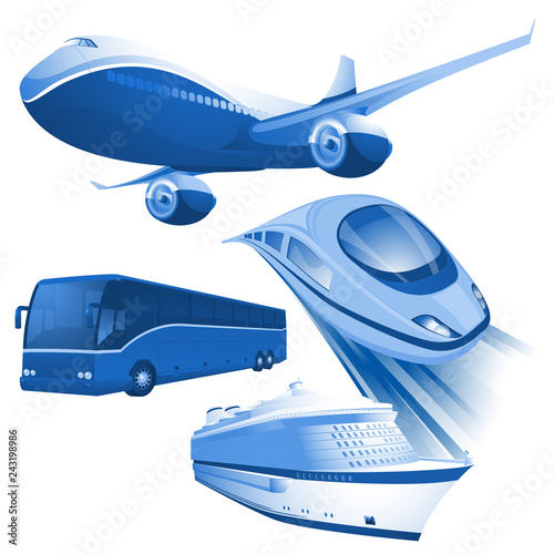 ransportation blue vector icons. photo