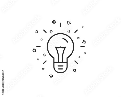 Idea line icon. Light bulb sign. Copywriting symbol. Geometric shapes. Random cross elements. Linear Idea icon design. Vector