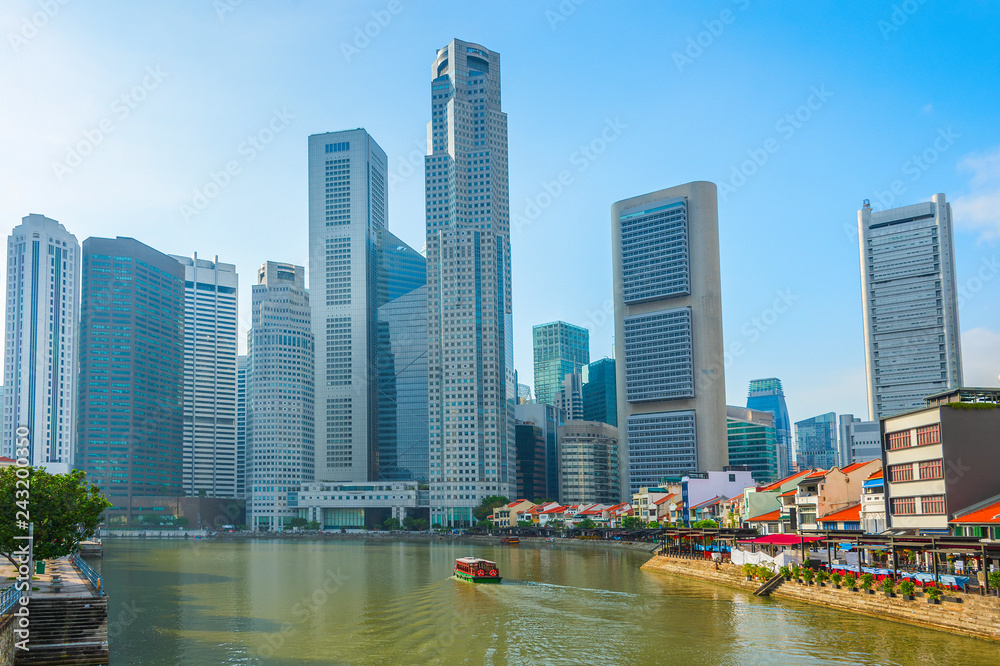 Naklejka premium nowoczesne miejsce Raffles na panoramę Singapuru