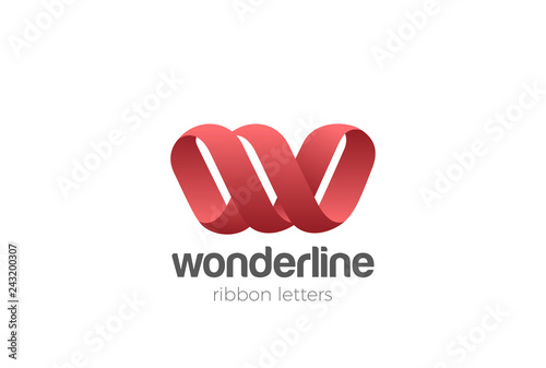 Letter W Logo Ribbon design vector Typography Font Monogram icon