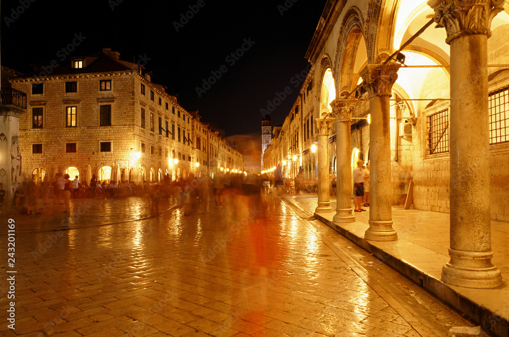 Croatia, Dubrovnik - July, 2008: old town at night