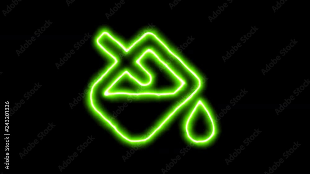 The appearance of the green neon symbol fill drip. Flicker, In - Out. Alpha channel Premultiplied - Matted with color black The appearance of the green neon symbol fill drip. Flicker, In - Out. Alpha channel Premultiplied - Matted with color black