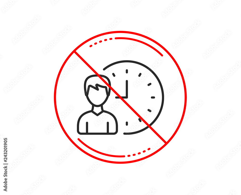 No or stop sign. Business project deadline line icon. Working hours or Time management sign. Caution prohibited ban stop symbol. No icon design. Vector No or stop sign. Business project deadline line icon. Working hours or Time management sign. Caution prohibited ban stop symbol. No icon design. Vector