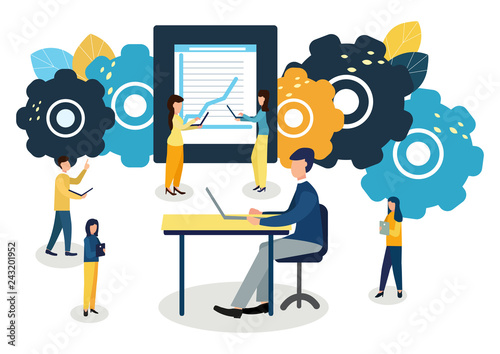 Vector colorful illustration of communication over the Internet, social networks, chat, video, news, messages, website
