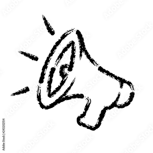 brush stroke hand drawn vector icon of loud speaker megaphon