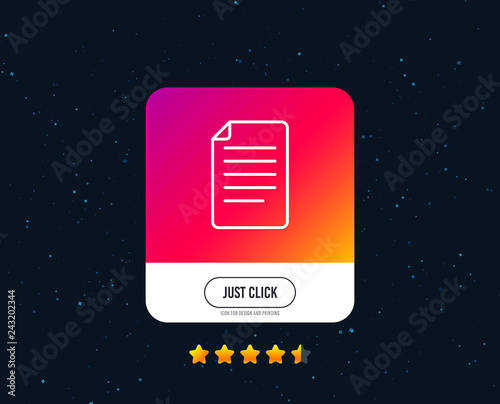 Document Management line icon. Information File sign. Paper page concept symbol. Web or internet line icon design. Rating stars. Just click button. Vector