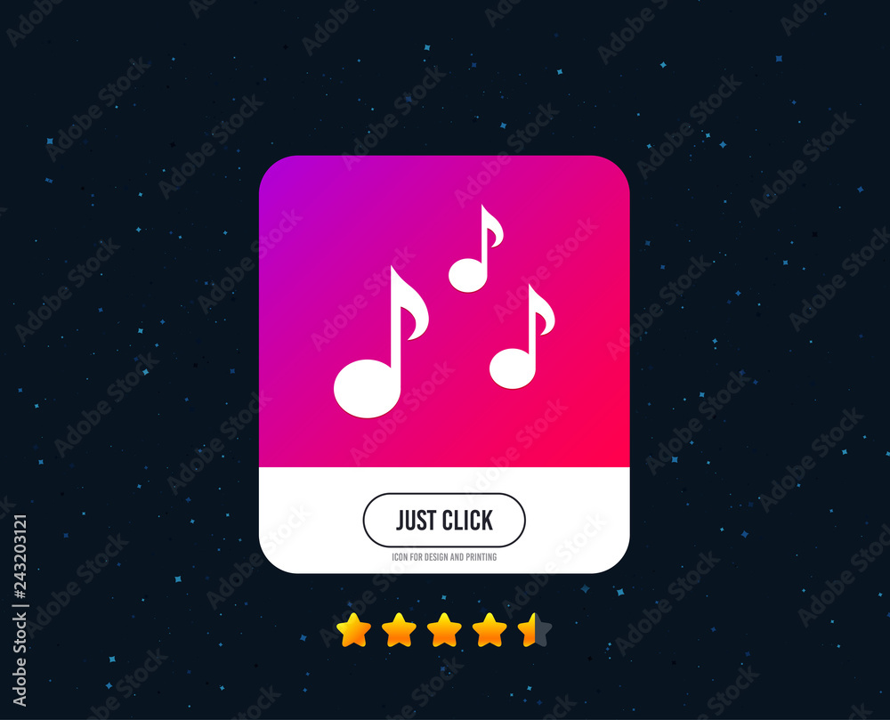 Music notes sign icon. Musical symbol. Web or internet icon design. Rating stars. Just click button. Vector Music notes sign icon. Musical symbol. Web or internet icon design. Rating stars. Just click button. Vector