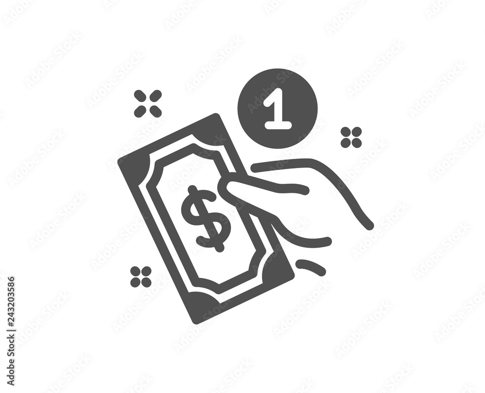 Payment method icon. Give cash money sign. Quality design element. Classic style icon. Vector