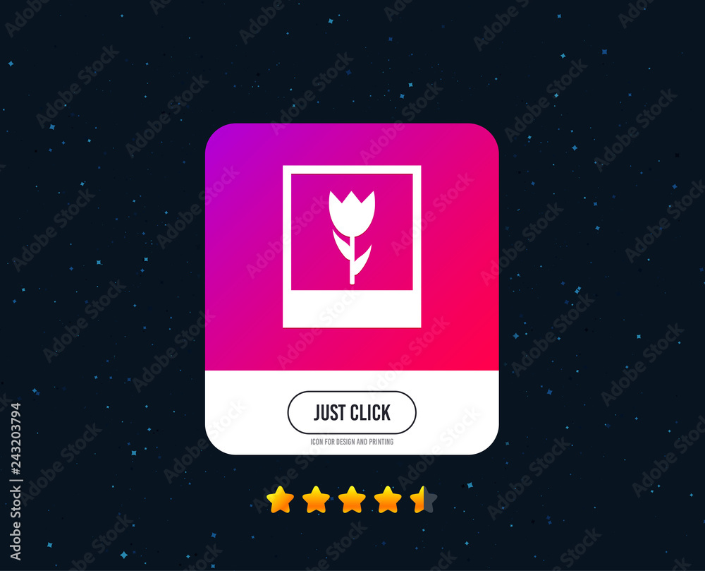Macro photo frame sign icon. Flower photography symbol. Web or internet icon design. Rating stars. Just click button. Vector Macro photo frame sign icon. Flower photography symbol. Web or internet icon design. Rating stars. Just click button. Vector