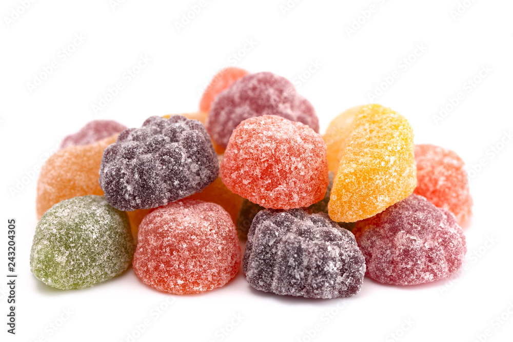 Fotografie Fruit Salad Candies on a White Background