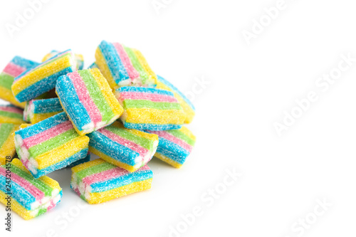 Rainbow Colored Candy Filled with White Cream