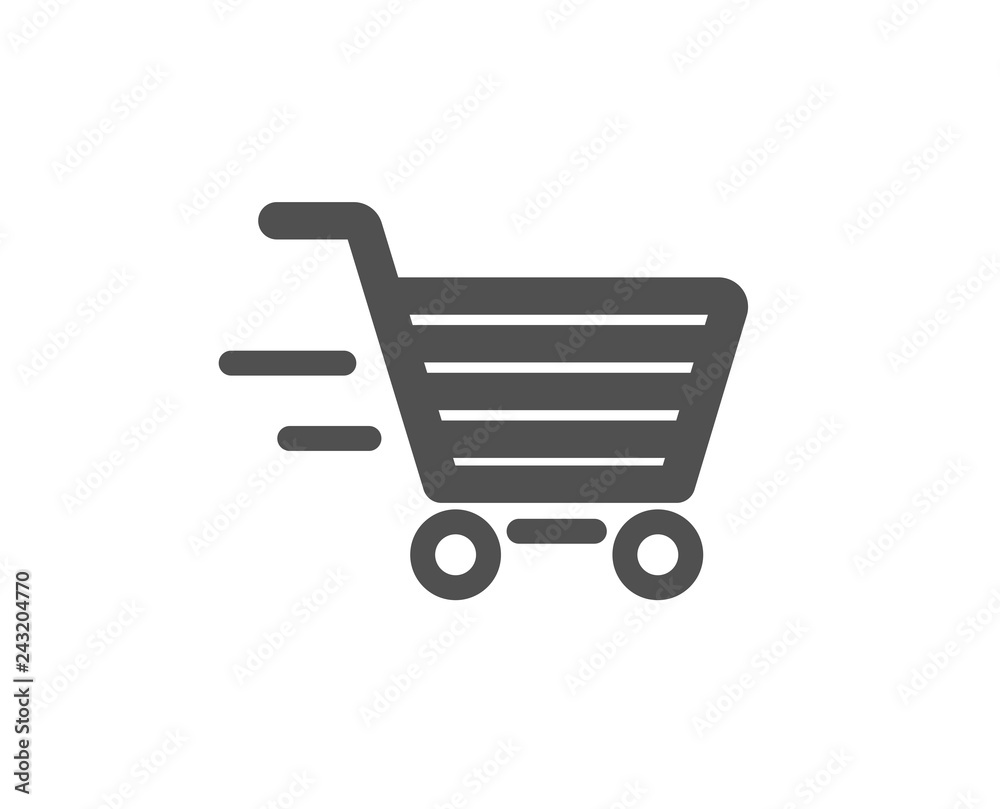 Delivery Service icon. Shopping cart sign. Express Online buying. Supermarket basket symbol. Quality design element. Classic style icon. Vector Delivery Service icon. Shopping cart sign. Express Online buying. Supermarket basket symbol. Quality design element. Classic style icon. Vector