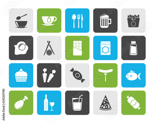 Different king of food and drinks icons 1 - vector icon set