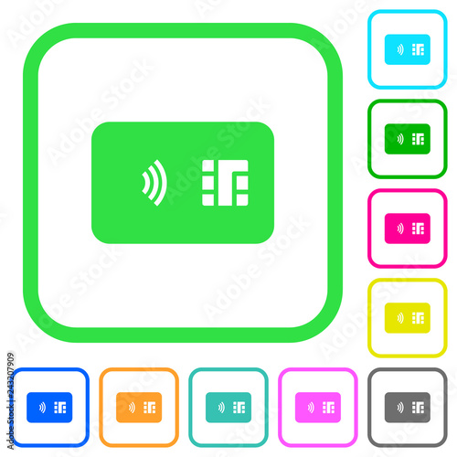 NFC chip card vivid colored flat icons