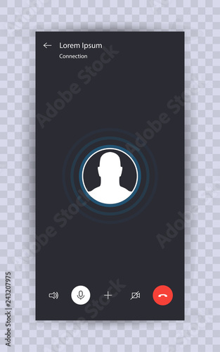 Skype call screen template. Mobile skype layout, Mockup Skype. UI,UX,Kit interface. Call screen smartphone. Vector illustration eps10