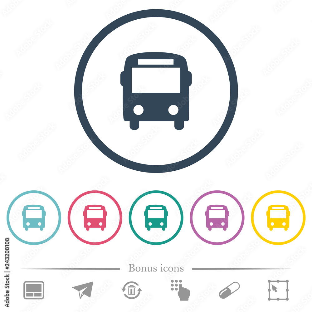 Bus flat color icons in round outlines Bus flat color icons in round outlines