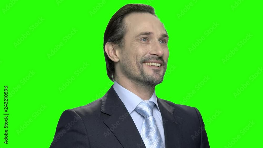 Portrait of businessman daydreaming, thinking and remembering. New idea. Green hromakey background for keying. Portrait of businessman daydreaming, thinking and remembering. New idea. Green hromakey background for keying.