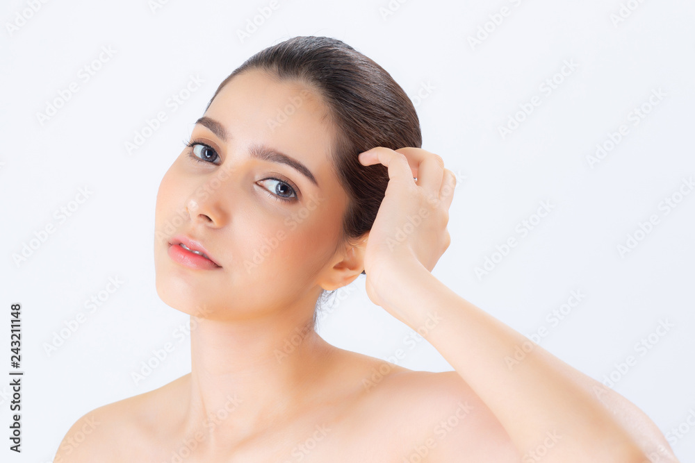 Portrait of beautiful asian woman makeup of cosmetic, beauty of girl with face smile attractive isolated on white background, perfect with wellness and healthcare concept. Portrait of beautiful asian woman makeup of cosmetic, beauty of girl with face smile attractive isolated on white background, perfect with wellness and healthcare concept.