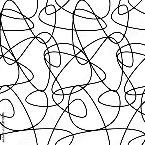 Vector abstract seamless scribble background. Fantasy modern tangled pattern. Digital tortuous design. Creative tangled composition.
