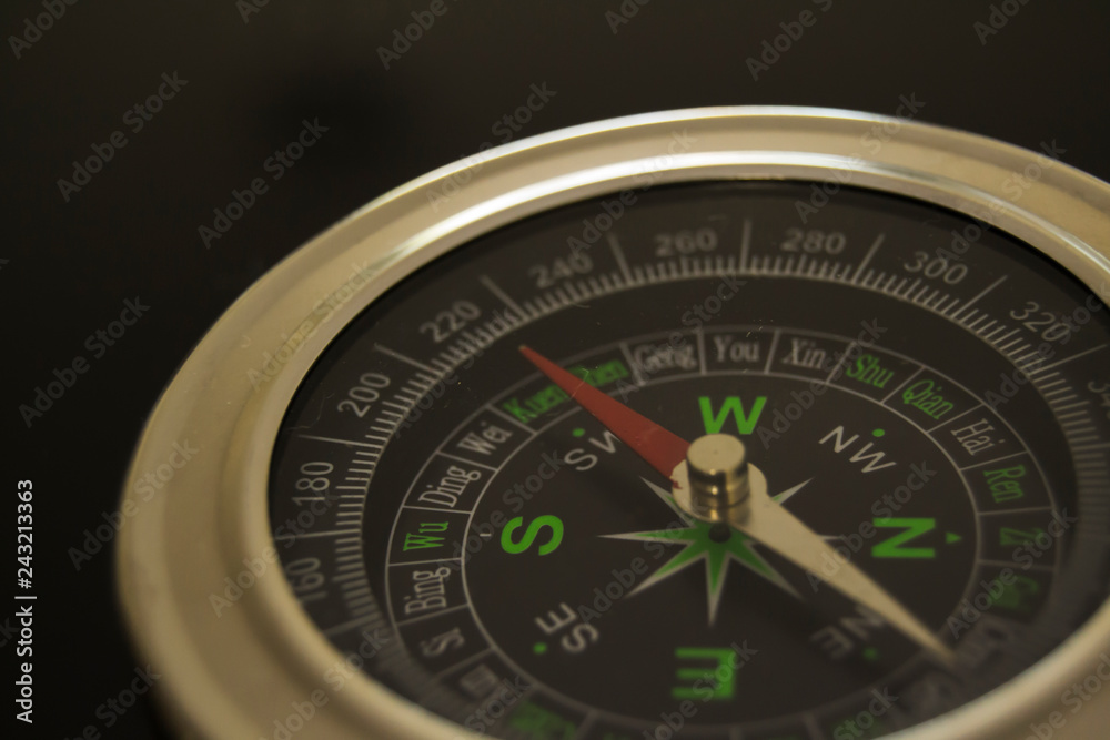 compass in close with black background