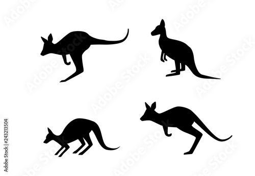 Set of kangaroo in silhouette style  vector art