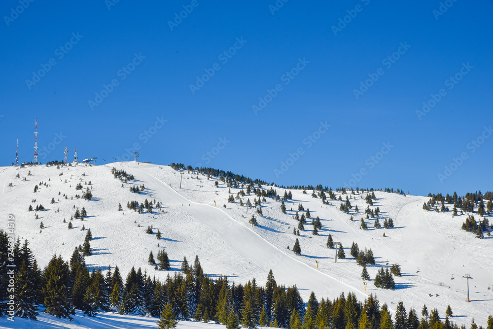 Ski slopes on Kopaonik Mountain in Serbia and one of the most exciting winter tourist location in Balkans and in Eastern Europe