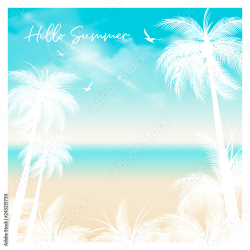 hello summer background with hello summer lettering vector illustration